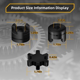 awliye 1/2" to 3/4" L075 Flexible 3-Piece L-Jaw Coupling Coupler Set & Rubber Spider, Log Splitter Pump Coupler for Log Wood Splitter Hybrid Equipment