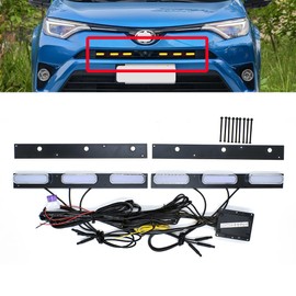 ECAHAYAKU Front Bumper LED Grille Turn Signal Light Compatible With Toyota RAV4 2016 2017 2018 Led DRL Driving Daytime Runing Light Fog Light Accessories