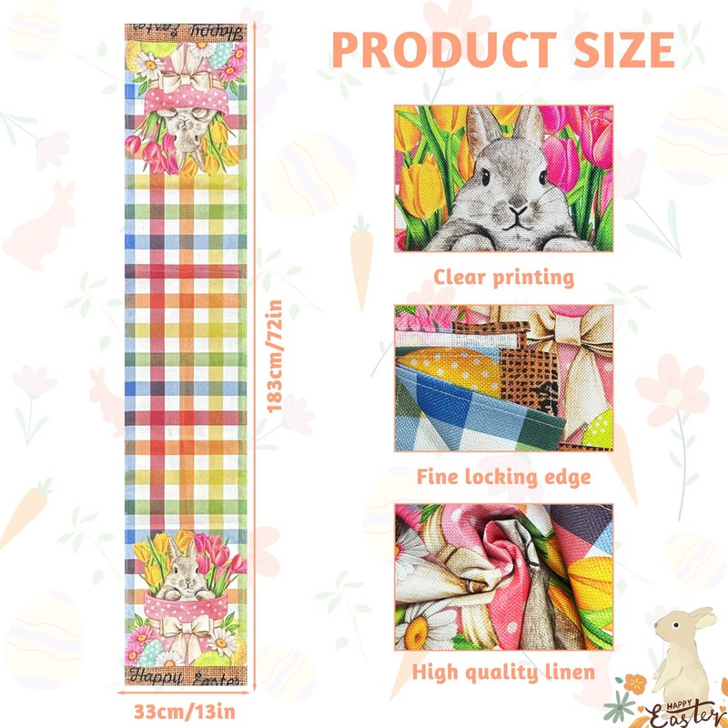 FairyPeach Easter table runner, Easter table runner, linen Easter table