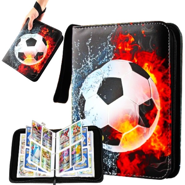 Football Pu Card Book, Trading Card Holder, Football Card Binder, Football Collector Binder with Zipper and Handle Strap can Hold 480 Cards for Basketball Card and Soccer Star Card (huoyan)