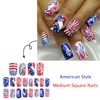 Independence Day Press on Nails Short Square Shaped Artificial Extra