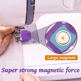 Upgraded Sewing Machine Magnetic Seam Guide - Multi Purpose Magnet Hemmer Guide with Graduated Polygon Seam Guides - Universal Sewing Machine Accessories (Orange)