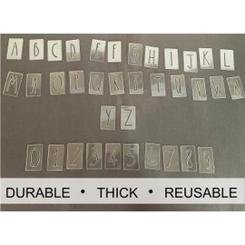 Skinny Tall Letters Stencil Kit - Paint Your Own Wood Signs - Reusable Farmhouse Handwritten Font Templates - Full Alphabet + Numbers - 36 Pieces (1/2 INCH)