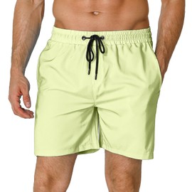 GINGTTO Men's Swim Trunks 5 Inch Iseam Quick Dry Bathing Suits for Men with Mesh Lining Beach, Yellow, X-Small