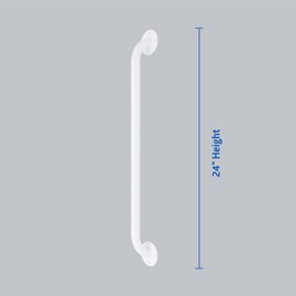 Medline White 24” Grab Bar for Shower & Bathtub, Independence Aid & Ease of Movement — for Elderly, Handicapped or Seniors, 300 lb. Capacity, 1 Bar