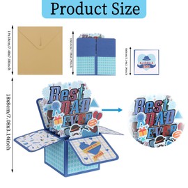 Pop Up Birthday Cards for Fathers Day, 3D Best Dad Card with Tool Box Pop Up Birthday Card for Dad Gifts for Father 3D Greeting Card Thank You