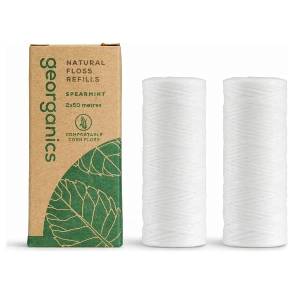 Georganics Spearmint Dental Floss, 100 m Refill