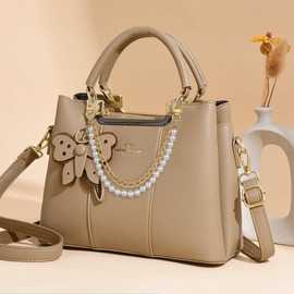 QEEYON Pearl Purse Chain Gold Bag Extender Metal Handbag Strap Short Shoulder Bag Charms Replacement Purse Accessories for Women, 1Pcs