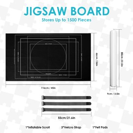 Puzzle Boards Portable Foldable, Jigsaw Mat Roll with Auxiliary Lines for Jigsaw Puzzle Enthusiasts,1500 Pieces Puzzles Storage