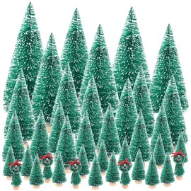 TUPARKA 50Pcs Mini Sisal Trees Bottle Brush Trees Diorama Models Miniature Christmas Sisal Snow Frost Trees for Crafts, Christmas Party Home Decoration