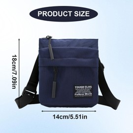 FuninCrea 7 x 6 Inch Shoulder Bag Men's Small Double Zip Pockets Crossbody Bag Men's Purse Mini Sling Bag Men's Waterproof Nylon Travel Men's Shoulder Bag, gray, S