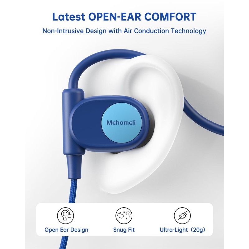 Mehomeli Kids Headphones, Wired Air Conduction Open Ear Headphones, 85dB