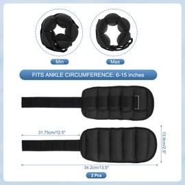 PATIKIL 10 Lbs Total/ 5 Lbs Each Adjustable Ankle Weights 2 Pcs Wrist Leg Arm Weights Sandbags for Women Men Strength Training Weight Yoga Jogging Walking Aerobics, Black