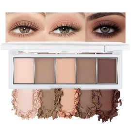 Hxssll Neutral Nude Brown Eyeshadow Palette Makeup, 5 Colors Velvety Matte Finish, Cool-Toned Nude Taupe Eye Shadows, Natural Everyday to Eye Makeup Looks, for Brown Eyes Long Lasting Naturing-Looking 01#