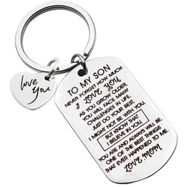 To My Son Keychain From Mom: Key Chain for Him Birthday Christmas Valentines Day Gifts for Son Key Ring Inspirational(To My Son-Silver)