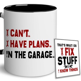 PENHAL Christmas Gift for Men - Garage Mug - I Cant I Have Plans In The Garage Mug - Mechanic Gifts For Dad, Brother, Granpa For Garage - Gifts For Fathers Day, Birthday For Car Guys, Car Lover