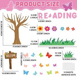 Justforjoyful 148Pcs Tree Classroom Bulletin Board Decor Reading Gives You Wings Bulletin Board Set Summer Butterfly Classroom Cutouts for Elementary School Classroom Office Chalkboard Decor