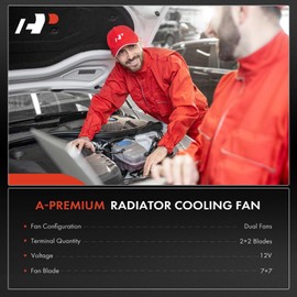 A-Premium Engine Radiator Cooling Fan Assembly Compatible with Select Buick & Pontiac Models - LeSabre2000-2005, Bonneville 2000-2005, 3.8L - Replace# 12487606, 88892898