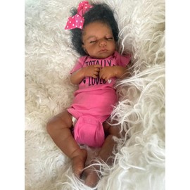 Layue Full Body Silicone Reborn Baby Girls 20 Inch Lifelike Realistic African American Reborn Baby Girl Dolls Newborn Baby Dolls for Kids