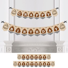 Big Dot of Happiness Party 'Til You're Pooped - Poop Emoji Birthday Party Bunting Banner - Birthday Party Decorations - Crappy Birthday