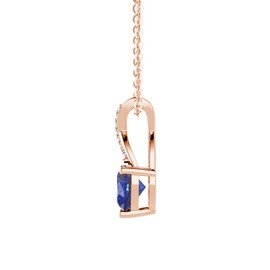 MSBLUE® 1.16 Ctw. Solitaire Heart Sapphire and White Sapphire Necklace | 14K Rose Gold Vermeil September Birthstone Jewelry