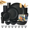 Teivio 88-Piece With Flatware Kitchen Plastic Wheat Straw Dinnerware Set