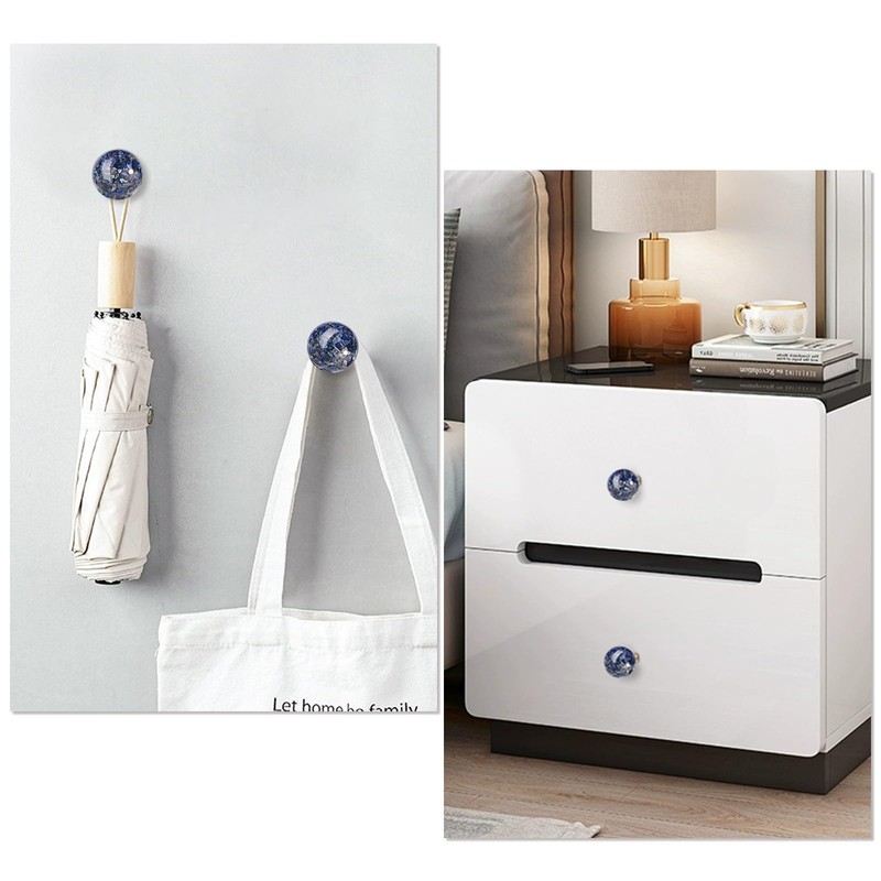 Rockcloud Pack of 2 Round Resin Lapis Lazuli Drawer Knobs