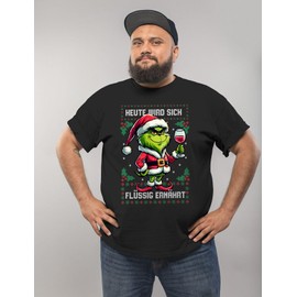 Moonworks Men's T-Shirt Anti-Christmas Grinch Christmas Muff Today Will Feed Liquid Ugly Xmas Fun Shirt, black