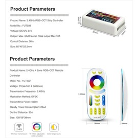 LED Strip Lights Mi-Light FUT039 RGB＋CCT LED Strip Lights 4 PCS and One FUT092 Remote Controller(4FUT039+Remote)