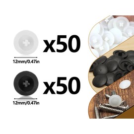 Emezddo Pack of 100 Screw Covers, Phillips Cover Caps, Phillips Screws, Plastic Screw Lids, Decorative Covers, Screw Caps, for Furniture Repairs (Black and White, 12 mm)