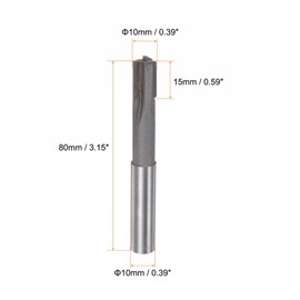 sourcing map Square Nose End Mill, 10mm Cutting Dia Tungsten Carbide Tip 3 Straight Flutes Milling Cutter with 10mm Straight Shank