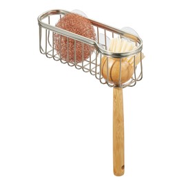 iDesign Kitchen Sink Sponge and Scrub Brush Holder – Morley Collection - Brushed Nickel