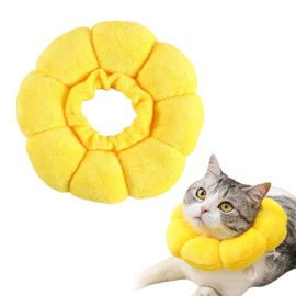 Cat Collar, Soft Collar for Cats, Adjustable Cat Collar, Collar for Cats Small Dogs After Surgery, Soft Sunflower Cat Recovery Collar Cone, M
