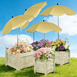 Conderyang 4 Pack Plant Umbrellas for Outdoor Plants 25" Larger Garden Umbrella Sun Shade with Adjustable Angle 40" Higher Sun Protection Cover Shade for Plants, Potted Flower,Garden Bed (Khaki)
