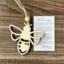 Friendship Elephant Ornament, Wooden Elephant Christmas Ornament with Story, Sisterhood Elephant Ornament for Women Tribe, Friendship Gift for Best Sisters Friends (Bee B)