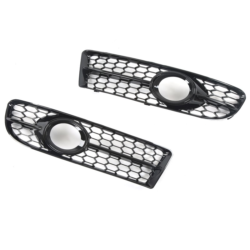 1 Pair Front Fog Lamp Grille Bezel 8E0807681F Glossy Black