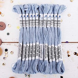 12 Skeins ThreadArt Premium Egyptian Long Fiber Cotton Embroidery Floss | Very Light Blue | 6 Strand Divisible Thread 8.75yds Each For Hand Embroidery, Friendship Bracelets, Cross stitch and Crafts