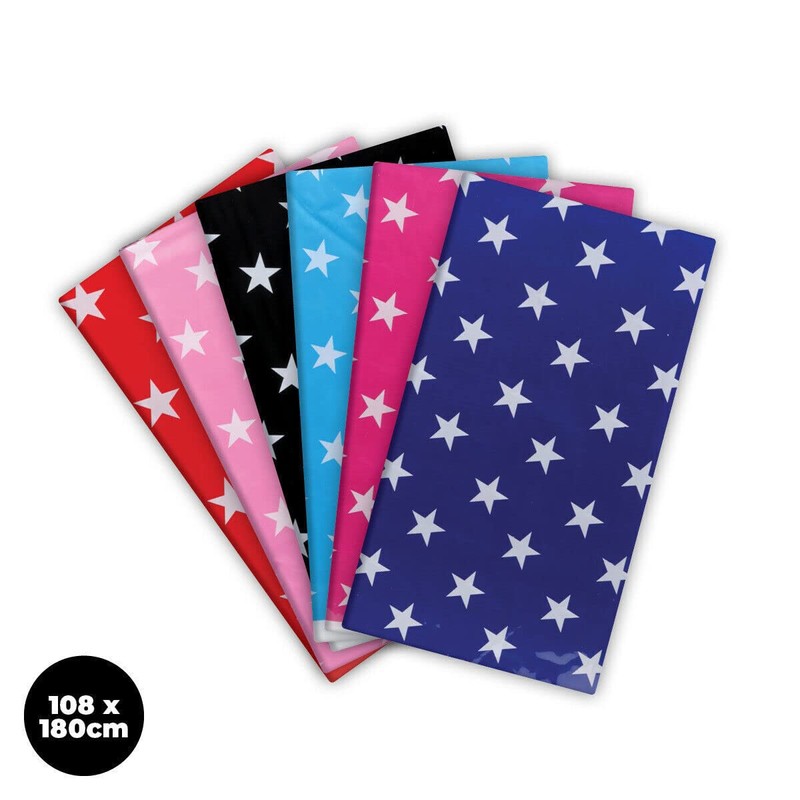 Table Cloth PVC Star Print Waterproof Reusable 108 x 180cm