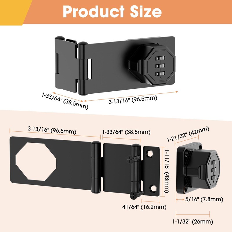 YogePote 90 Degree Cabinet Locks with Combination, Mechanical Folding Door