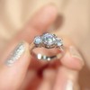 Three Diamond Women's Ring Stainless-Steel Cubic-Zirconia (Silver, 9#)