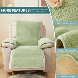 vctops Sherpa Fleece Recliner Chair Cover Super Soft Warm Plush Sofa Slipcover Furniture Protector Non Slip Washable Reclining Chair Cover for Kids, Pets (Green,22"x82")