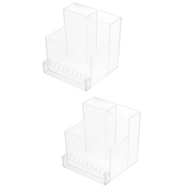 Baluue 2pcs Cosmetic Storage Box Brush Organiser Acrylic Makeup Holders Organizer Skincare Organization Home Desktop