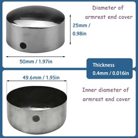 Handrail End Caps for 49.6mm Handrail Round Stainless Steel End Caps (2 Pairs) with 4 Stainless Steel Screws