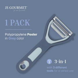 3 in 1 Vegetable Peeler – Julienne Slicer with Bottle Opener and Built-in Eye Remover – Stainless Steel Blade with Comfortable Handle – Potato, Cabbage, and Carrot Peeler for Kitchen – Blue