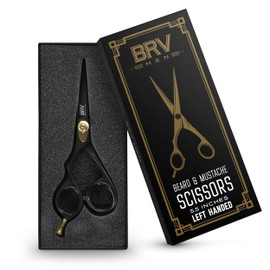 LEFT HANDED Razor Sharp Mustache & Beard Scissors - 5.5" - 100% High Carbon Stainless Steel - Facial Hair Trimming Shears (LEFT HANDED - Black)