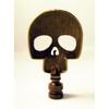 Lamp Finial-Aged Brass D.O.D. Skull on Aged Brass Base