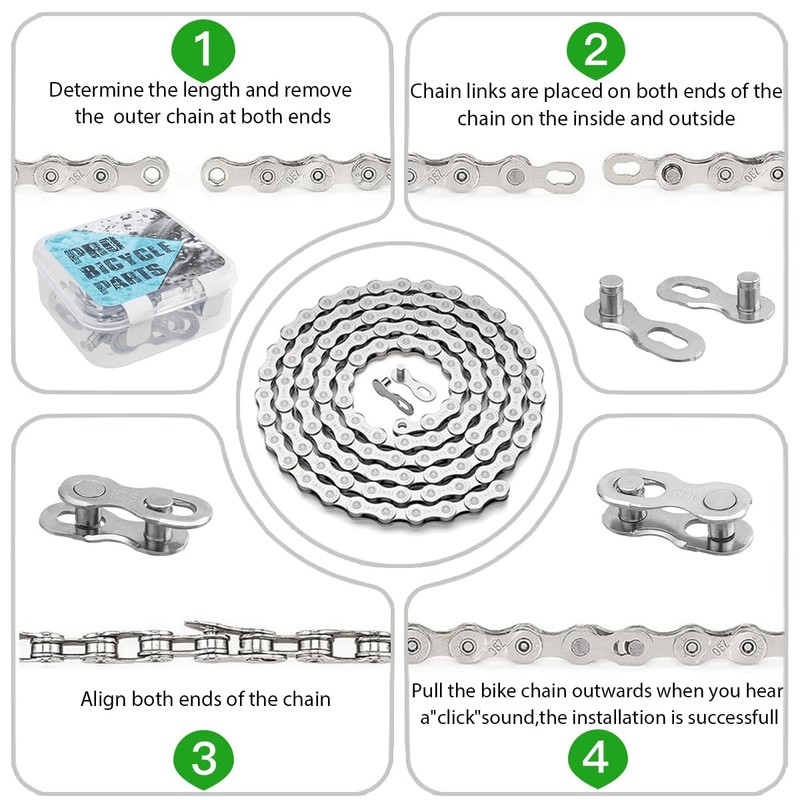 Evponk 10 Pairs 10 Speed Silver Bicycle Chain Magic Links