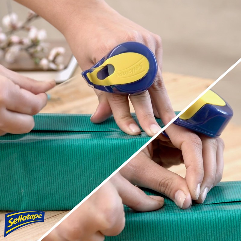 Sellotape On-Hand Dispenser with Super Clear Tape, Both hands free