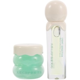 2 Piezas Kit de Bálsamo Labial Hidratante de Glicerina para Mujer Mascarilla Labial y Brillo Gel, Cuidado Ligero para Varias Ocasiones, Tono Verde Claro