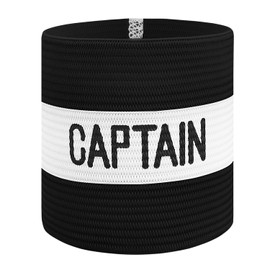 Mezeic Classic Captain's Armband for Soccer Training, Adults & Youths Elastic Arm Band Captain Armbands Team Sports Accessories - Junior,Black